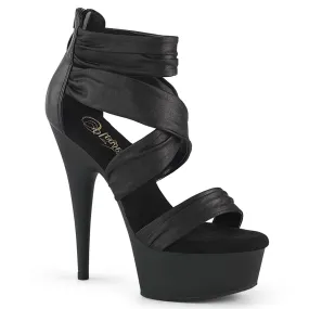 DELIGHT-620 Black Faux Leather-Fabric/Black Matte Casual Sandals