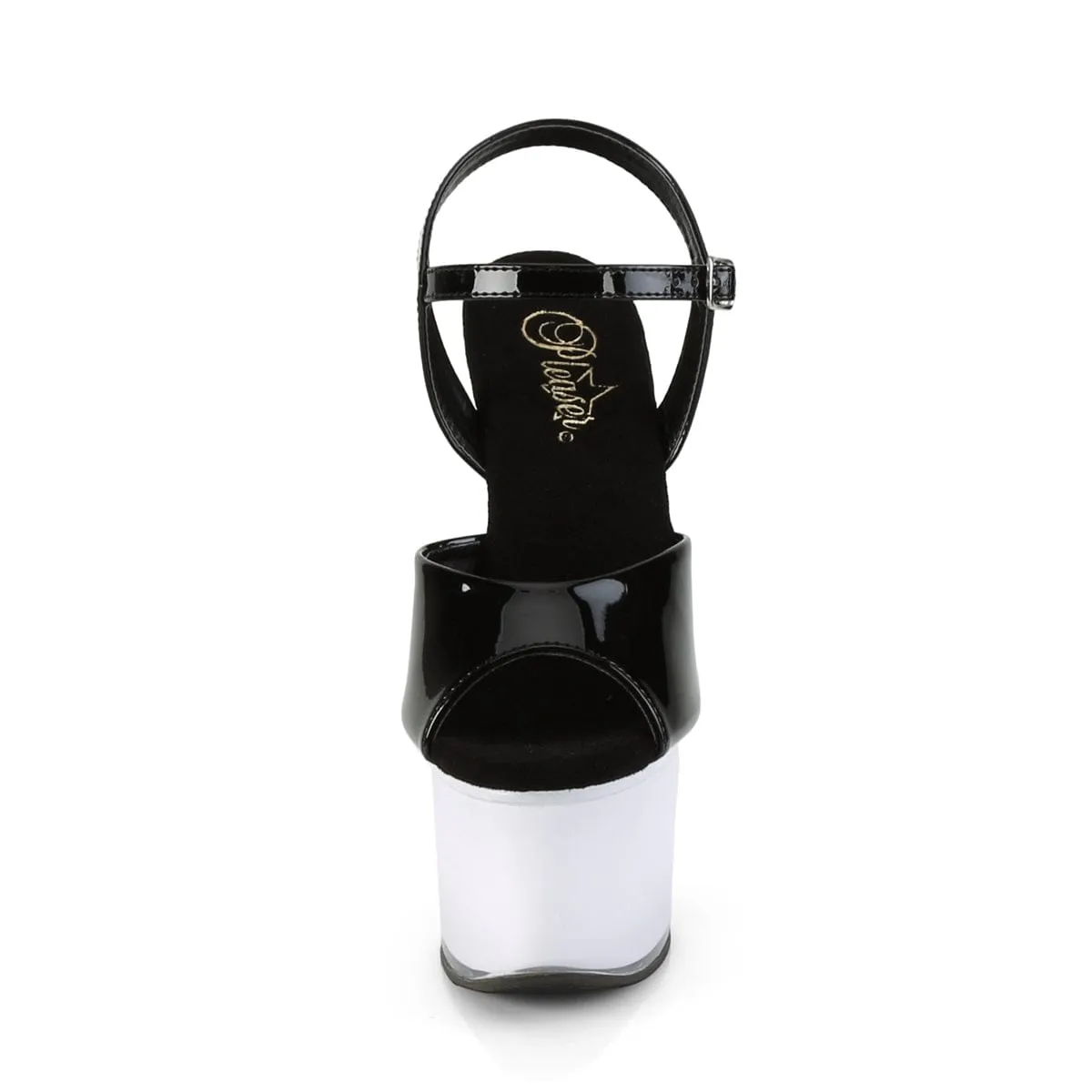 Flexible Vacation Shoes DISCOLITE-709 Black Patent/White Glow