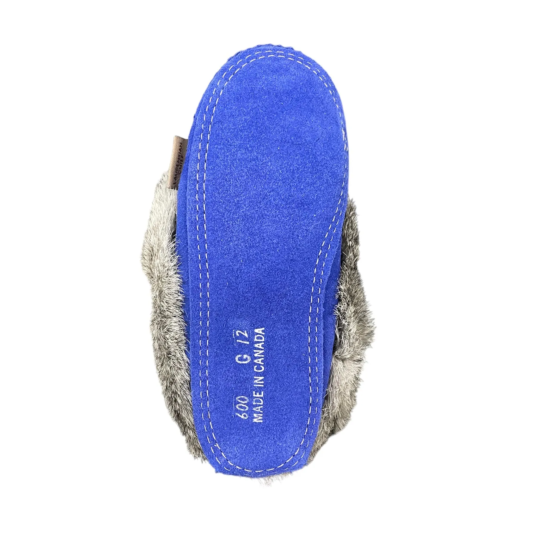 Comfort Molding Kid Fur Moccasin - Royal Blue Suede