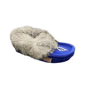 Kid Fur Moccasin - Royal Blue Suede Wedge Sole
