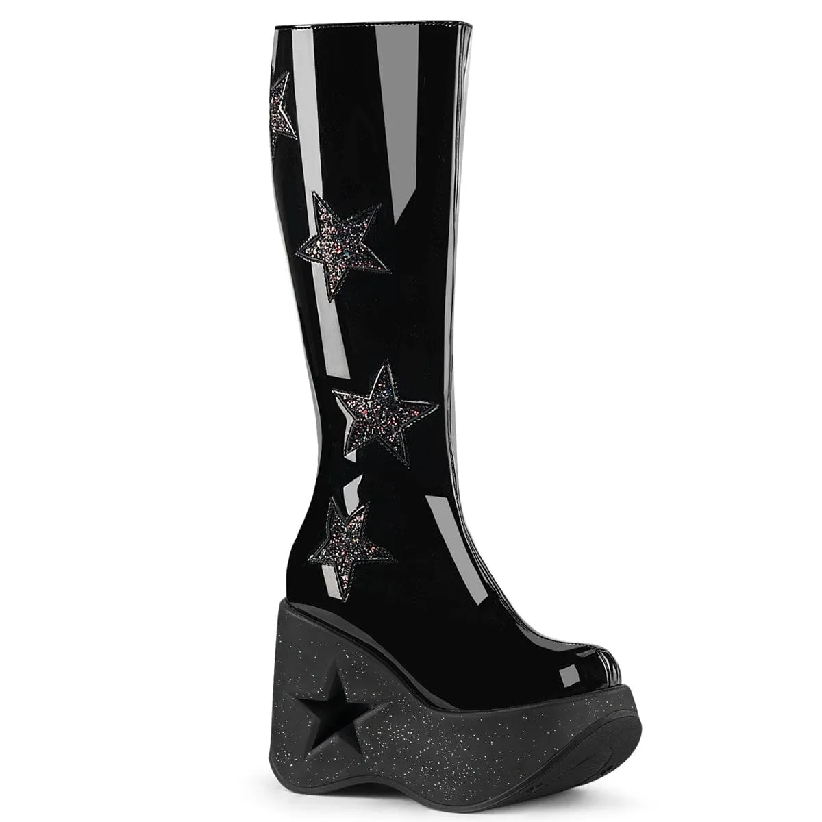 Zip Up Style DYNAMITE-218 Black Patent -Black Multi Glitter