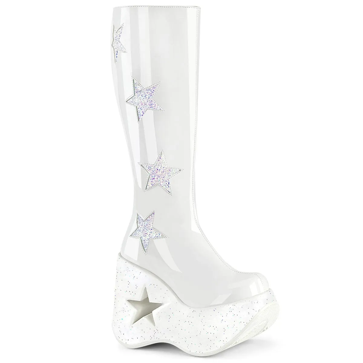 Petite Fit DYNAMITE-218 White Patent -White Multi Glitter