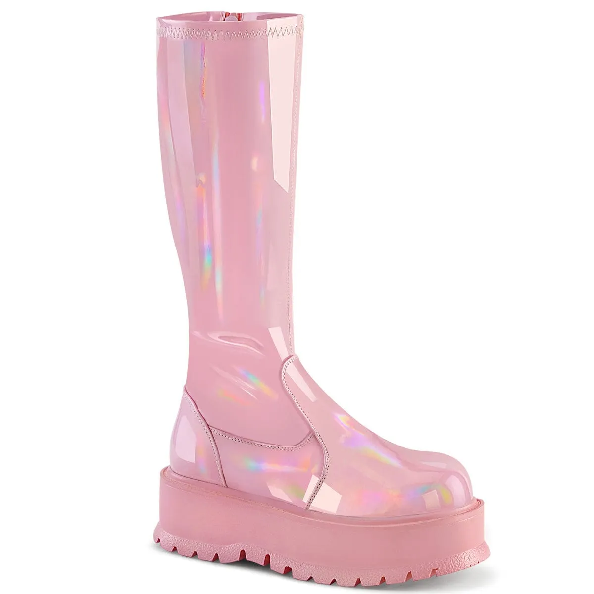 SLACKER-200 Baby Pink Hologram Patent Breathable Lining Layered Support