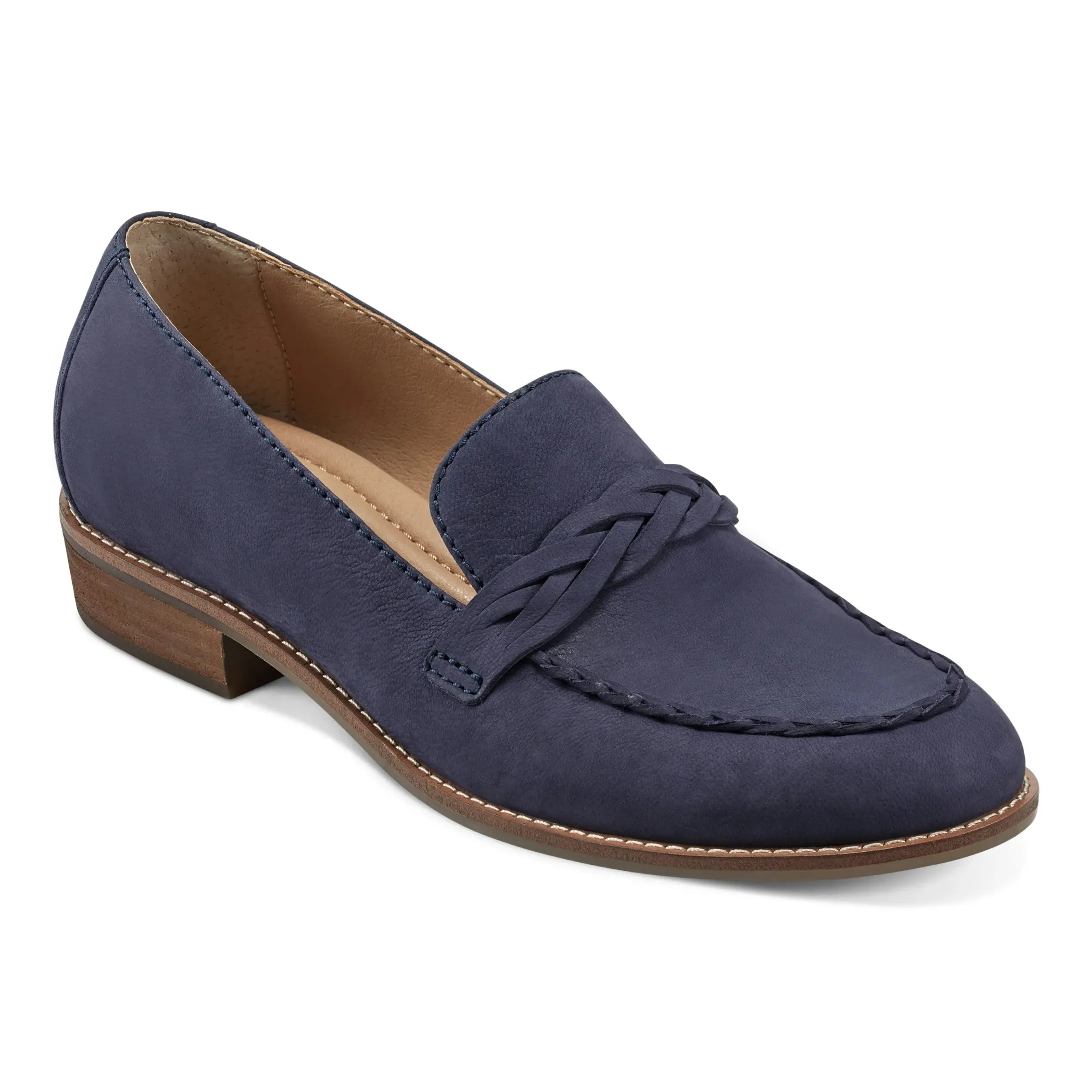 Edie Stacked Heel Casual Slip-on Loafers Power Step Minimal Look