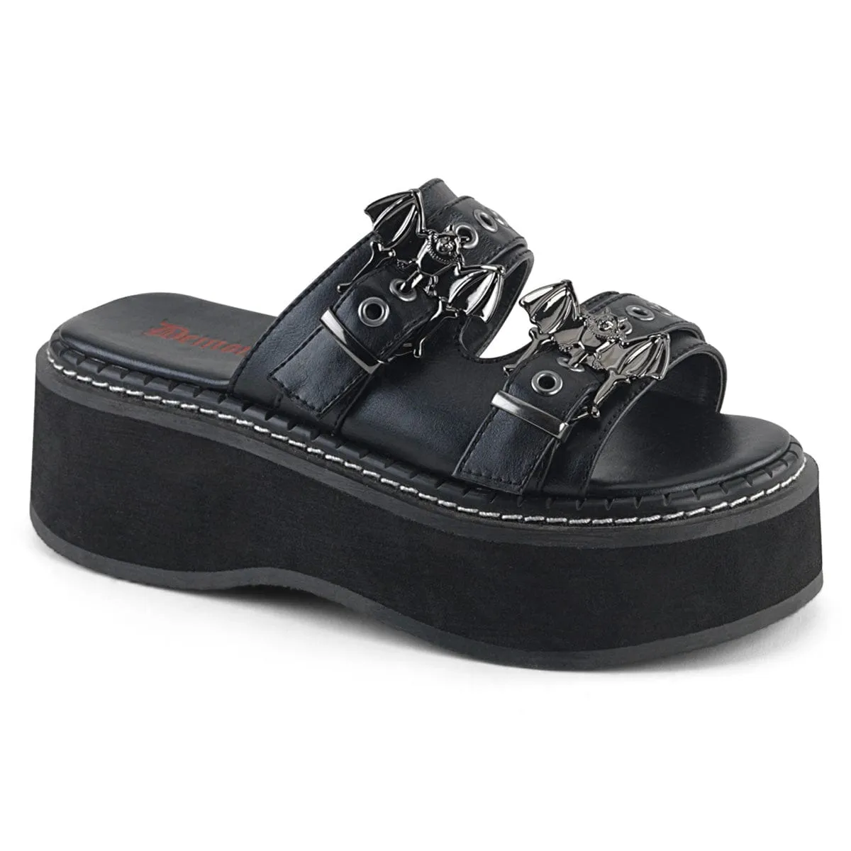 EMILY-100 Black Vegan Leather Low Profile Open Design