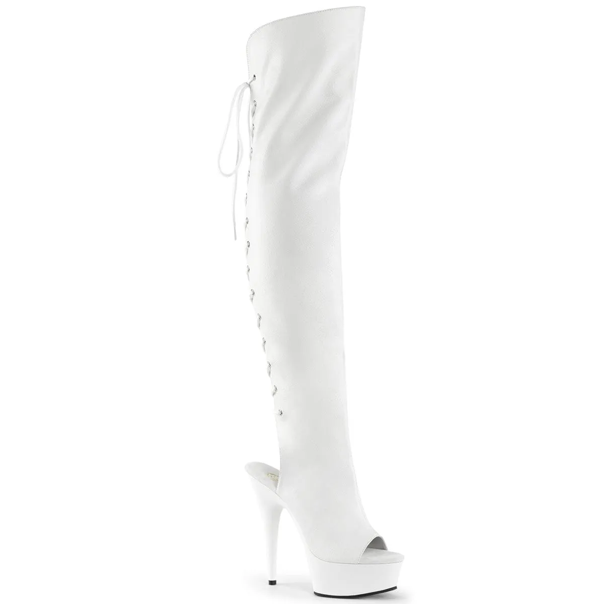 DELIGHT-3019 White Faux Leather/White Snow Season Comfort Ankle Support