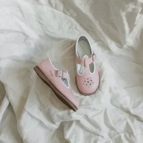 Low - heeled kids' shoes Anna T-Strap - Pink