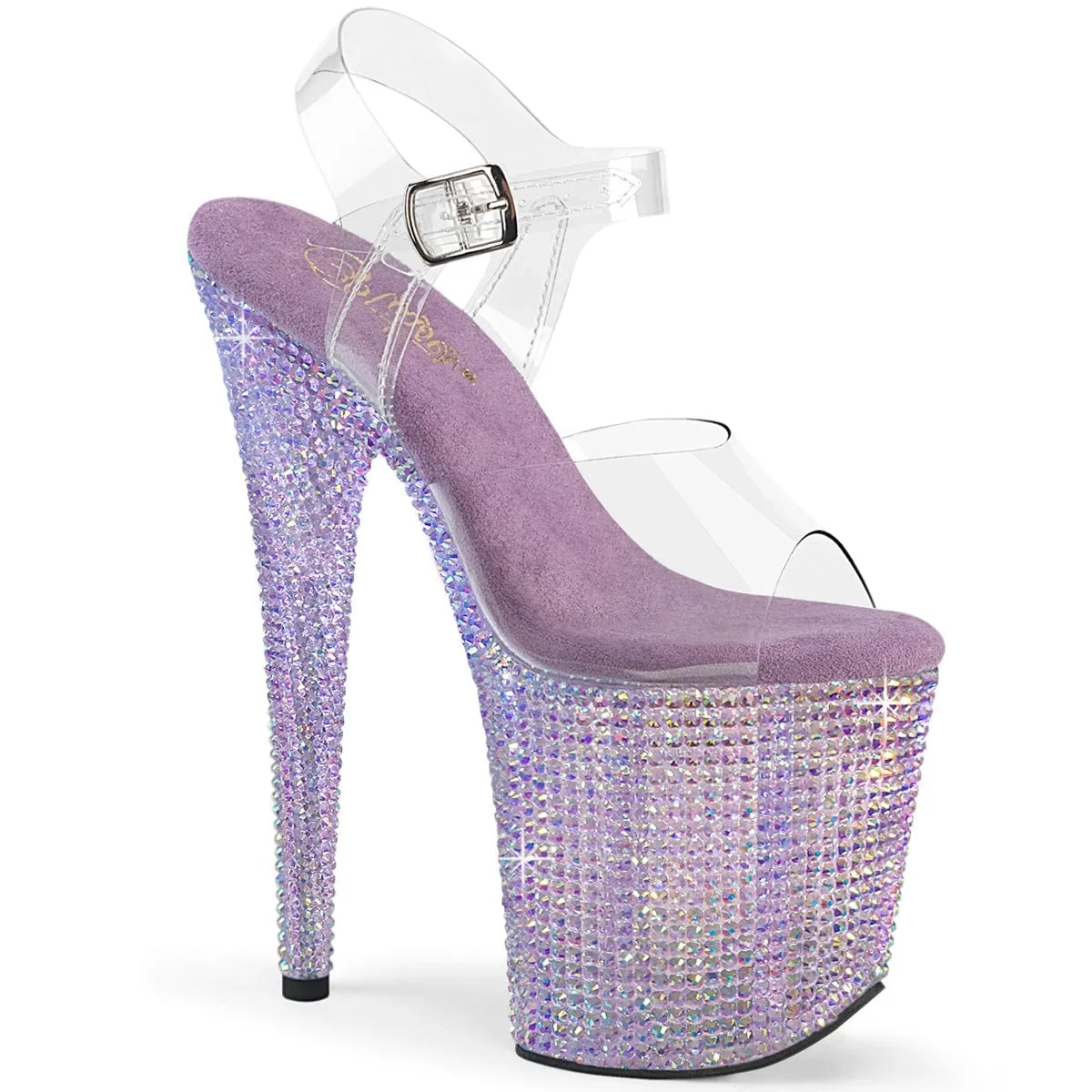 BEJEWELED-808RRS Clear/Lavender Rhinestones Fashionable Travel Shoes