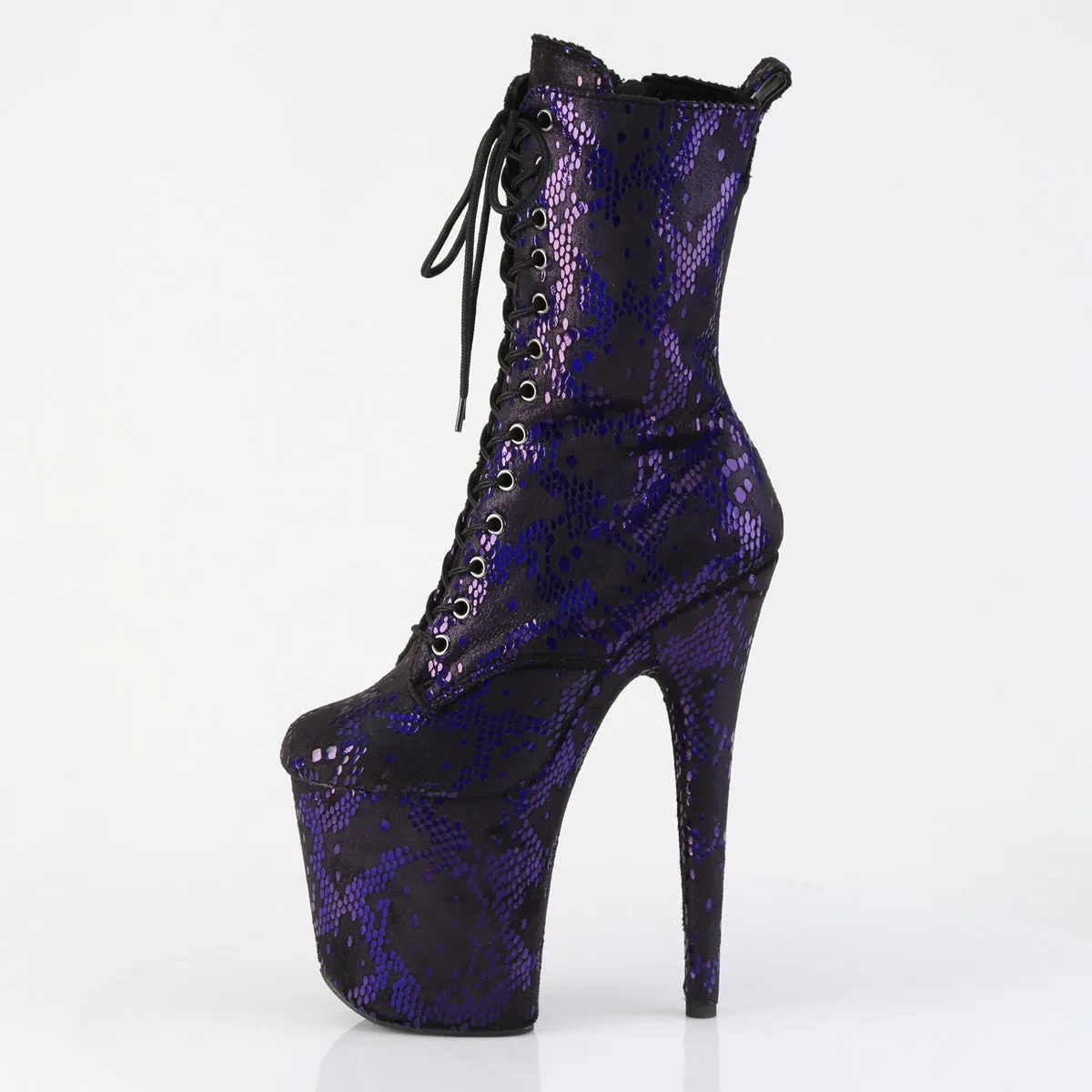 Comfortable Sockliner athlete FLAMINGO-1040S Platform  Purple Metallic Snake Print Fabric/M