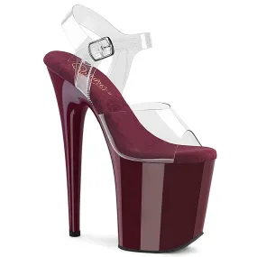 FLAMINGO-808 Platform Shoes Clear/Burgundy Multi Strap