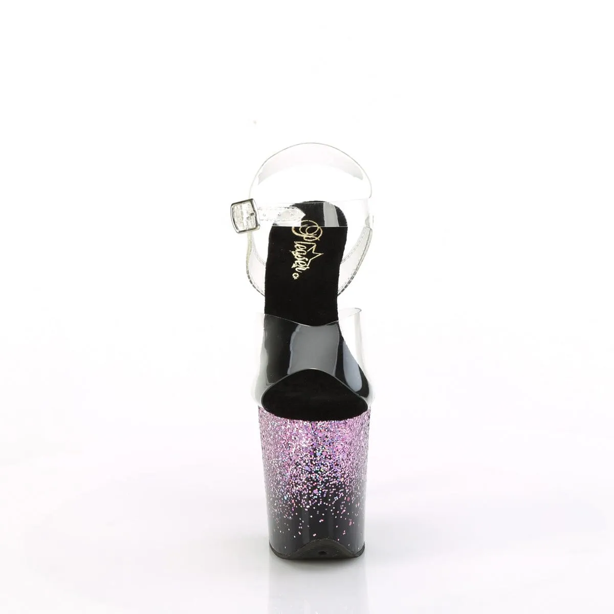FLAMINGO-808SS Clear/Black-Purple Multi Glitter Slip-Resistant Sole