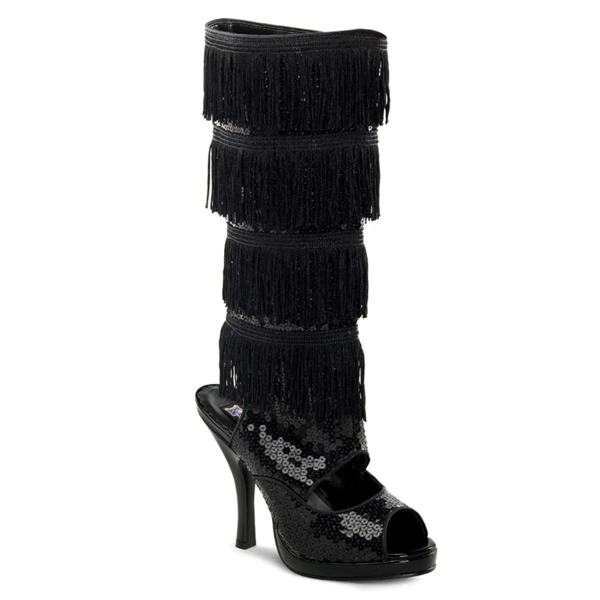 FLAPPER-168 Black Sequins Mountain Path Slip Resistant Outsole
