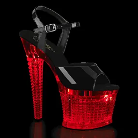 FLASHDANCE-709SPEC Black/Clear Light-Up Platform Heels Relaxed Summer Footwear Quick Dry Shoes