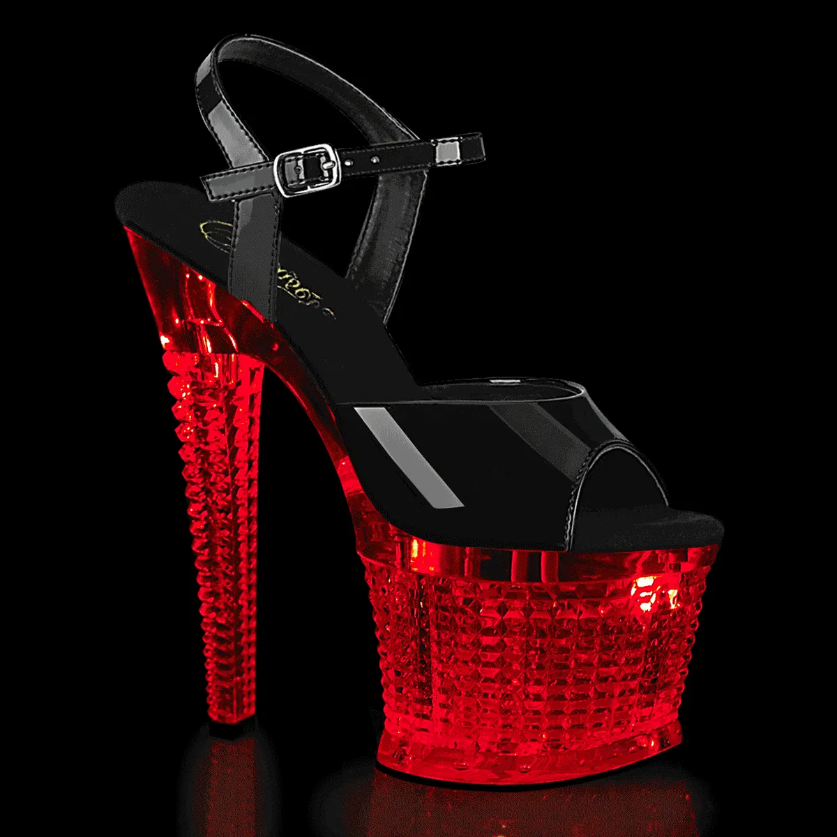 FLASHDANCE-709SPEC Black/Clear Light-Up Platform Heels Relaxed Summer Footwear Quick Dry Shoes