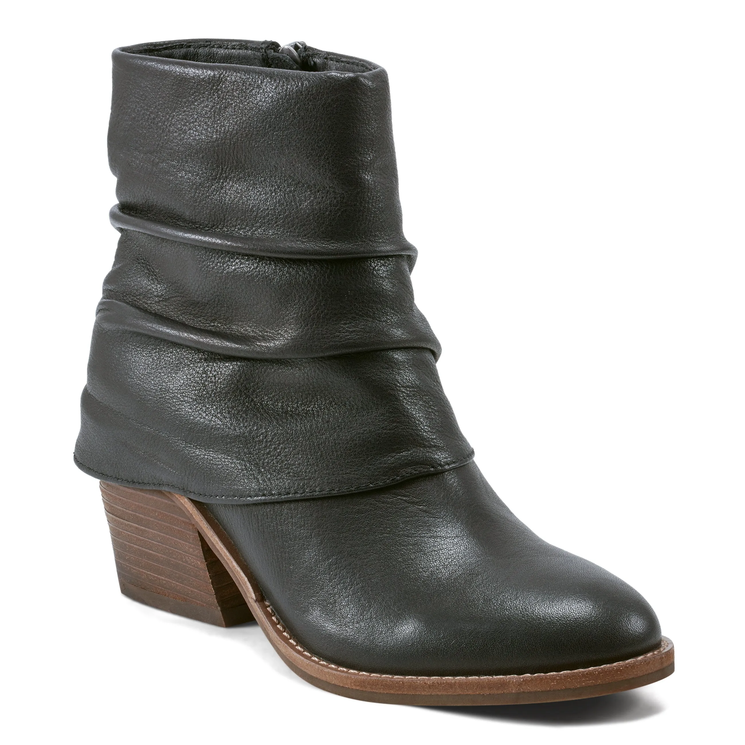 Savvy Block Heel Ruched Casual Booties Seamless Fit