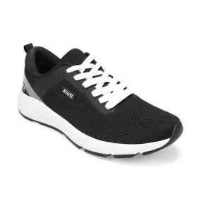 Men's Rush Black/White/Black running in a dock area shoes