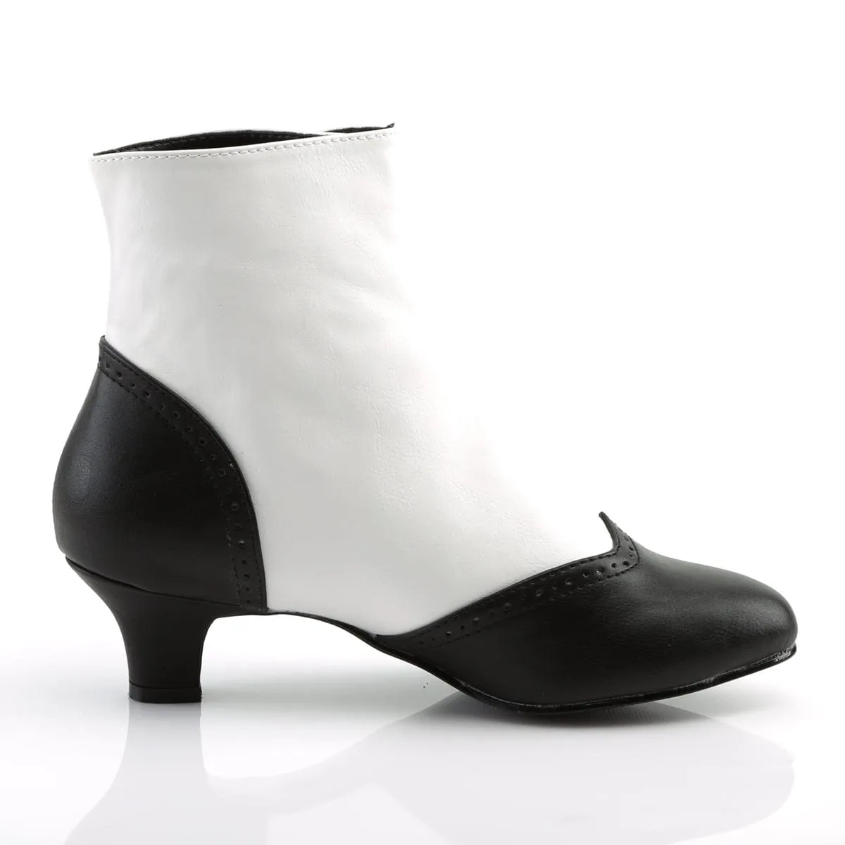 Comfortable Boots Stretchable Material FLORA-1023 White-Black Pu