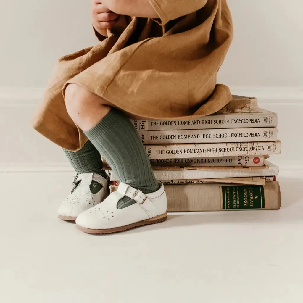 Formal kids' outfits Comfortable kids' clothing Flora T-Strap - Ivory Pebble