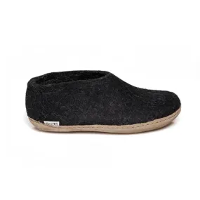 Relaxed Fit Comfort footbed Shoe with Leather Sole - Charcoal