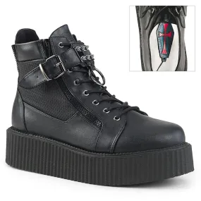 V-CREEPER-566 Black Vegan Leather Side Zip Outdoor Essentials