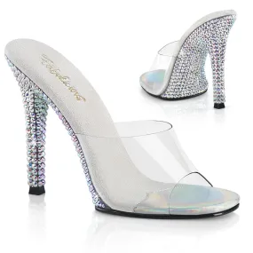 GALA-01DML Clear/Silver AB Rhinestones Washable Summer Flat Shoes
