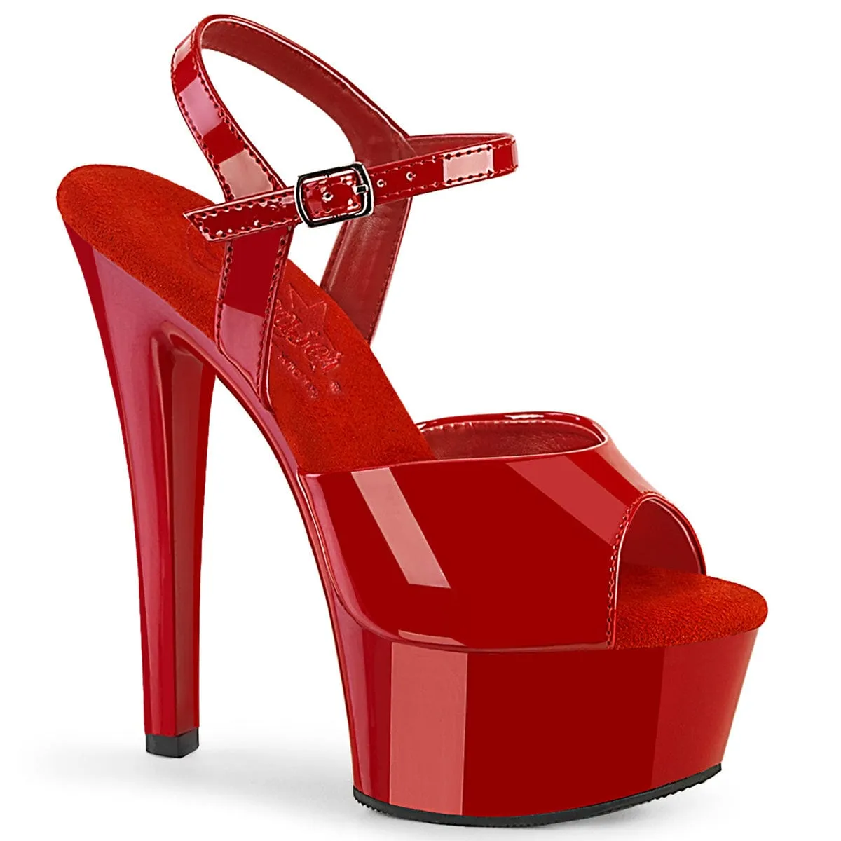 GLEAM-609 Red Patent/Red Fashion Stiletto Sandals