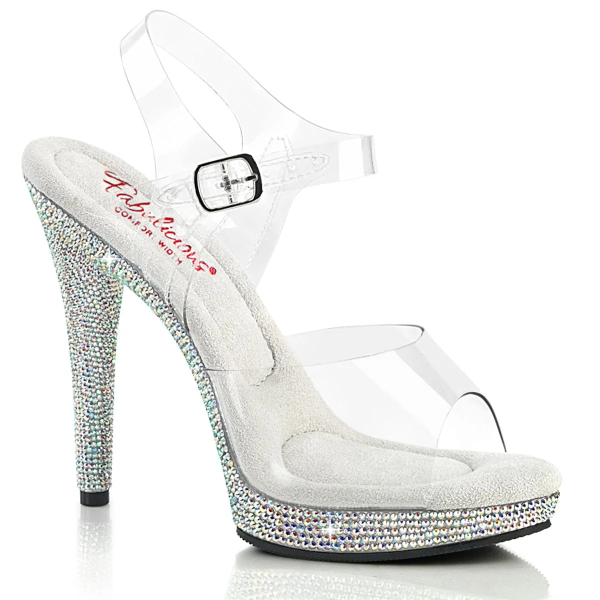 Fashion Heels for Summer GLORY-508DM Clear/Silver Multi Rhinestones