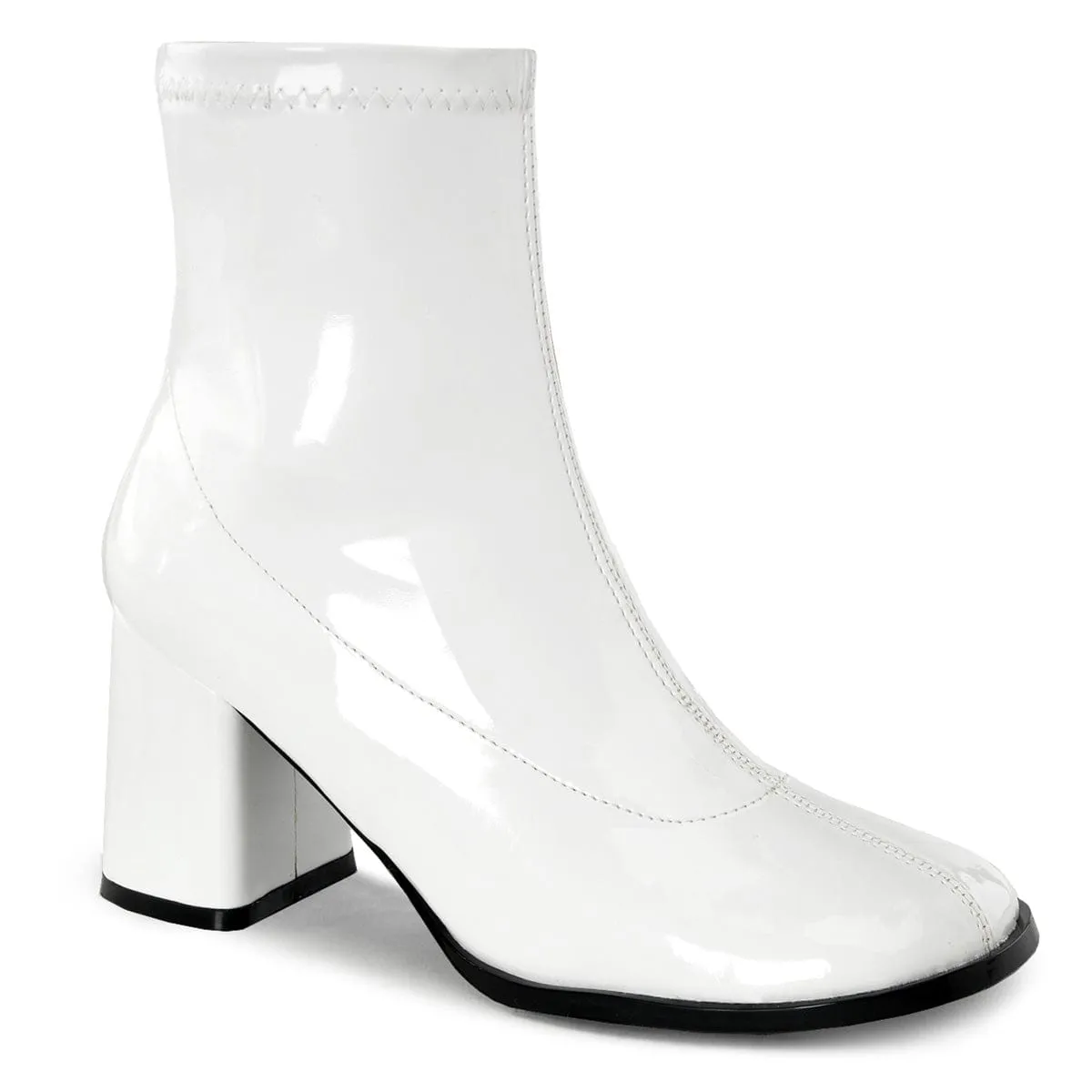 shoe brand enhancement for people who want an adjustable straps product GOGO-150 White Stretch Patent