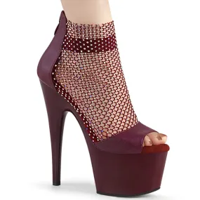 ADORE-765RM Burgundy F.Leather-Rhinestones Mesh/Burgundy Matt Soft Cushioned Footwear