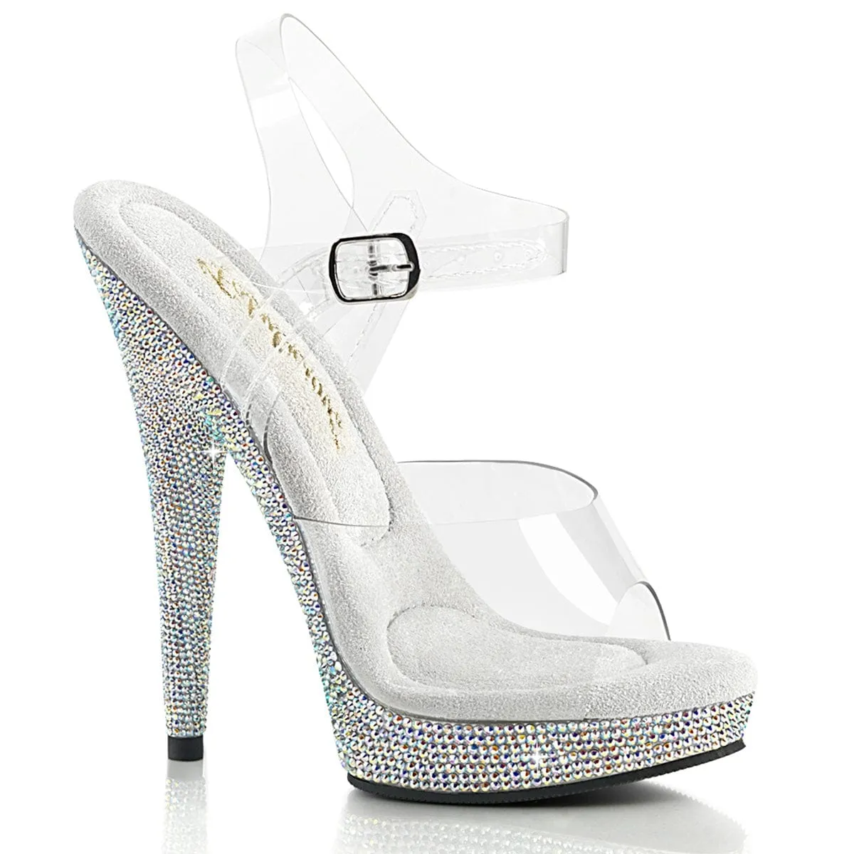 SULTRY-608DM Clear/Silver Multi Rhinestones Casual Platform Heels