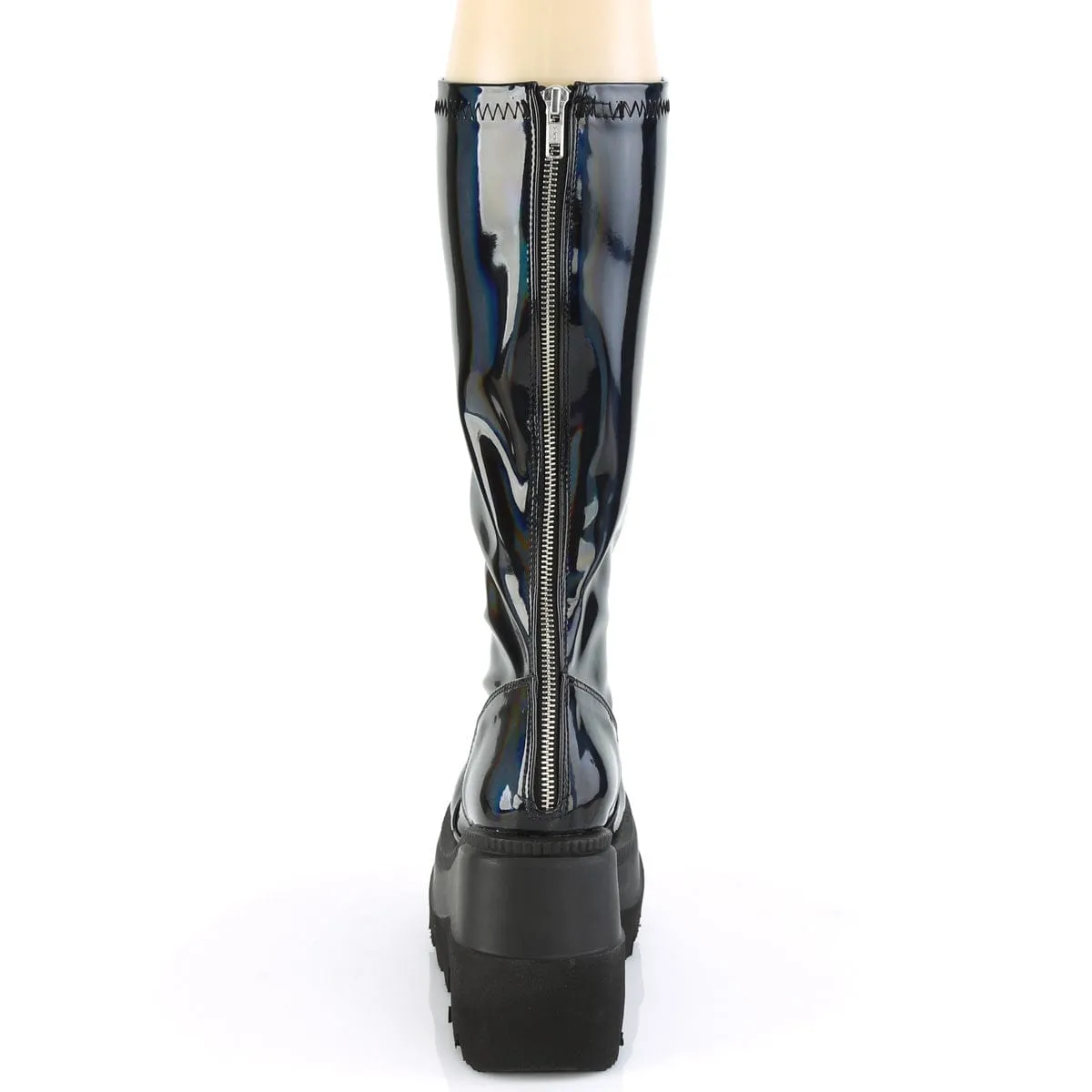 SHAKER-65 Stretch Black Patent Hologram Young Professional Lace-Up Style