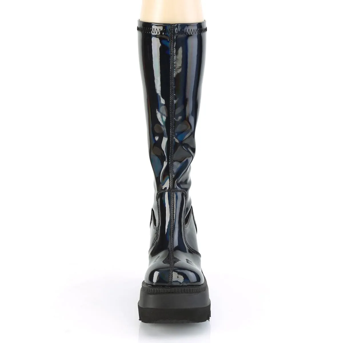 SHAKER-65 Stretch Black Patent Hologram Stone Glam