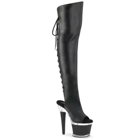 SPECTATOR-3019 Black Faux Leather/Clear-Black Matte Pointed Toe