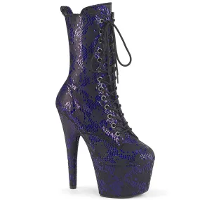 ADORE-1040S Platform Purple Metallic Snake Print Fabric/M Party Goer Thin Sole
