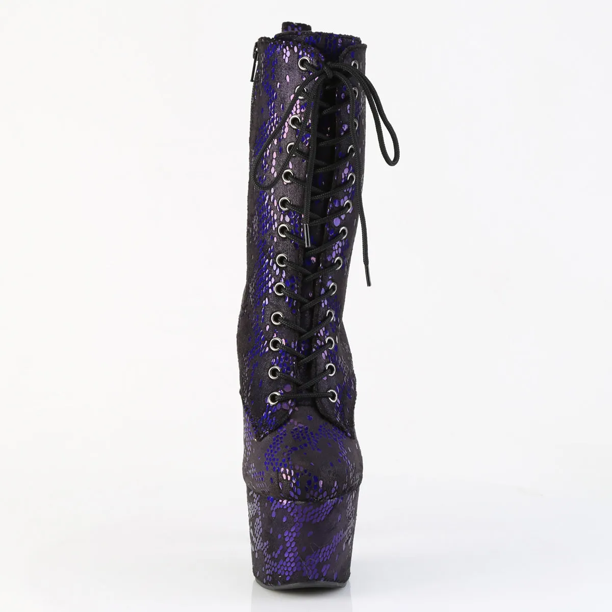 Street Ready Crisp Look ADORE-1040S Platform Purple Metallic Snake Print Fabric/M