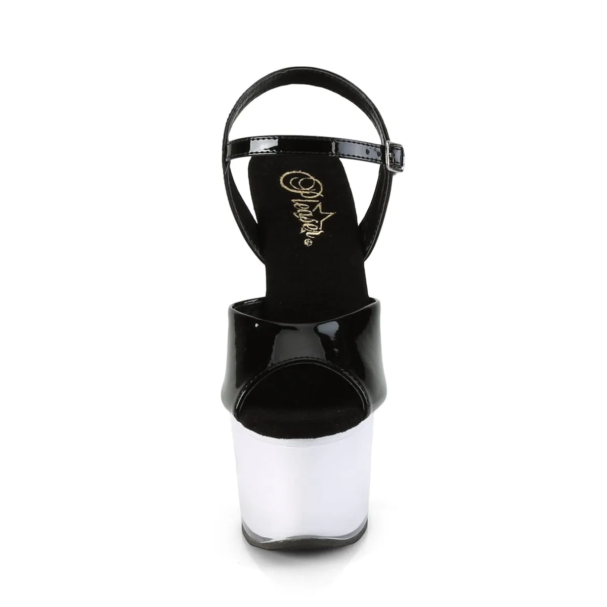 ILLUMINATOR-709 Black Patent/White Glow Sandal Cleaning Comfort Path