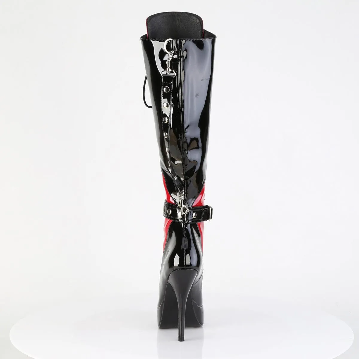 INDULGE-2028 Black-Red Pat Knee Boots Slip Safe