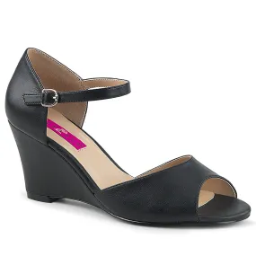 Comfortable summer shoes KIMBERLY-05 Black Faux Leather