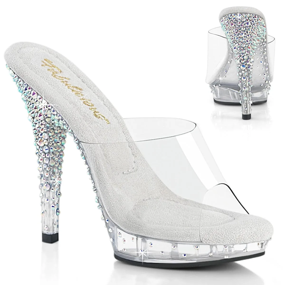 Boardwalk Glam Simple Style LIP-101CAS Shoes Clear/Silver AB Rhinestone