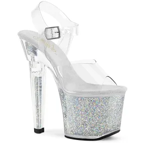 LOVESICK-708SG Clear/Silver Multi Iridescent Glitters Chic Sandals for Vacation