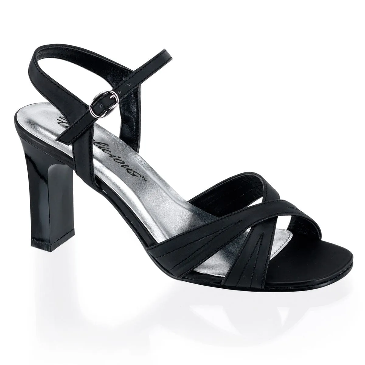 Fashion Sandals Sunny Walk ROMANCE-313 Black Satin Pu