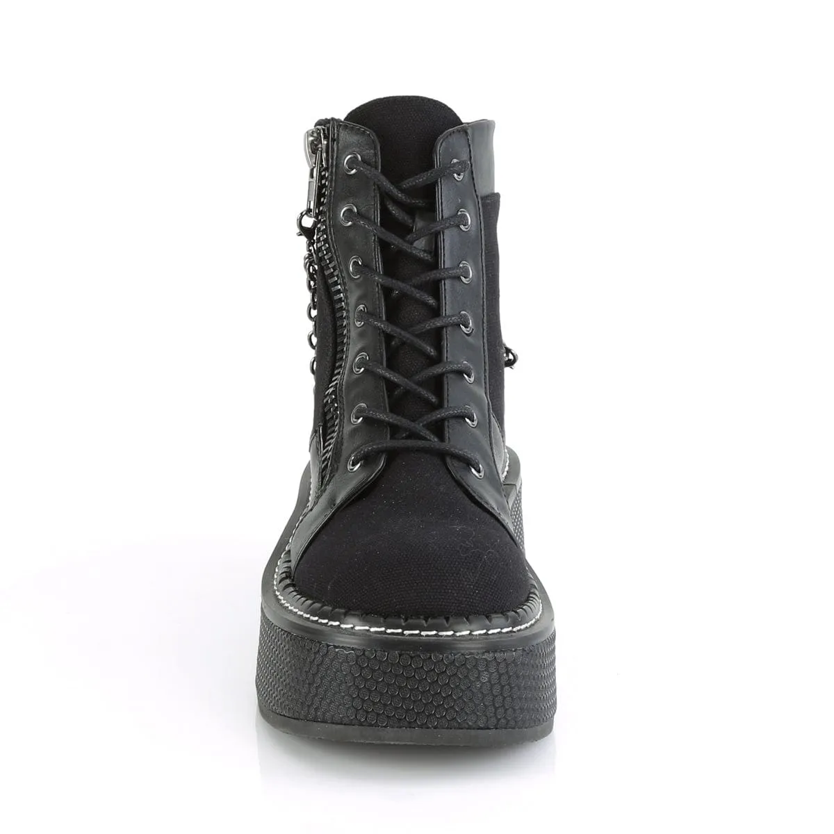 EMILY-114 Black Canvas-Vegan Leather Urban Comfort Active Use