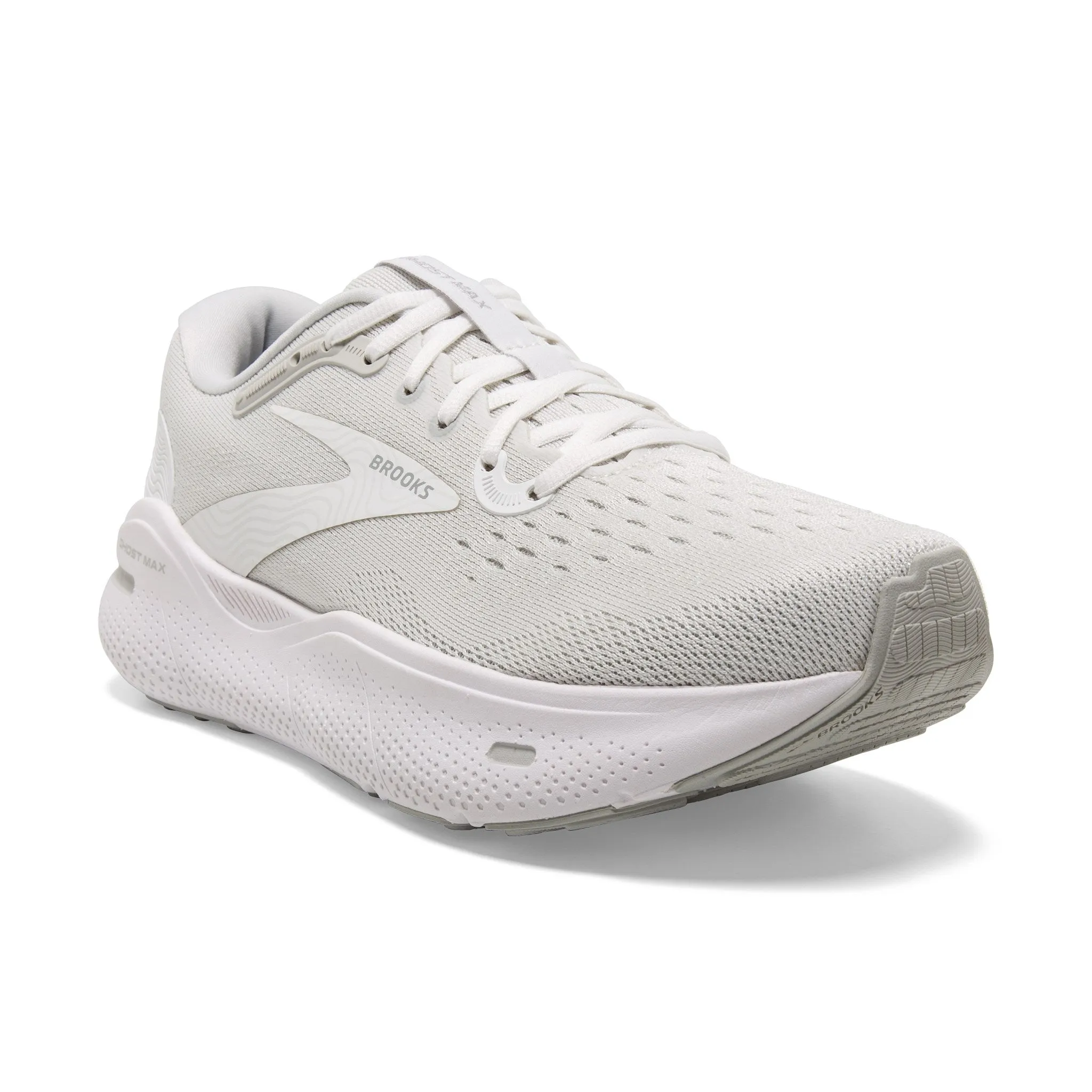 low - profile shoes polyester running gear Men's Ghost Max - White / Oyster / Metallic Silver