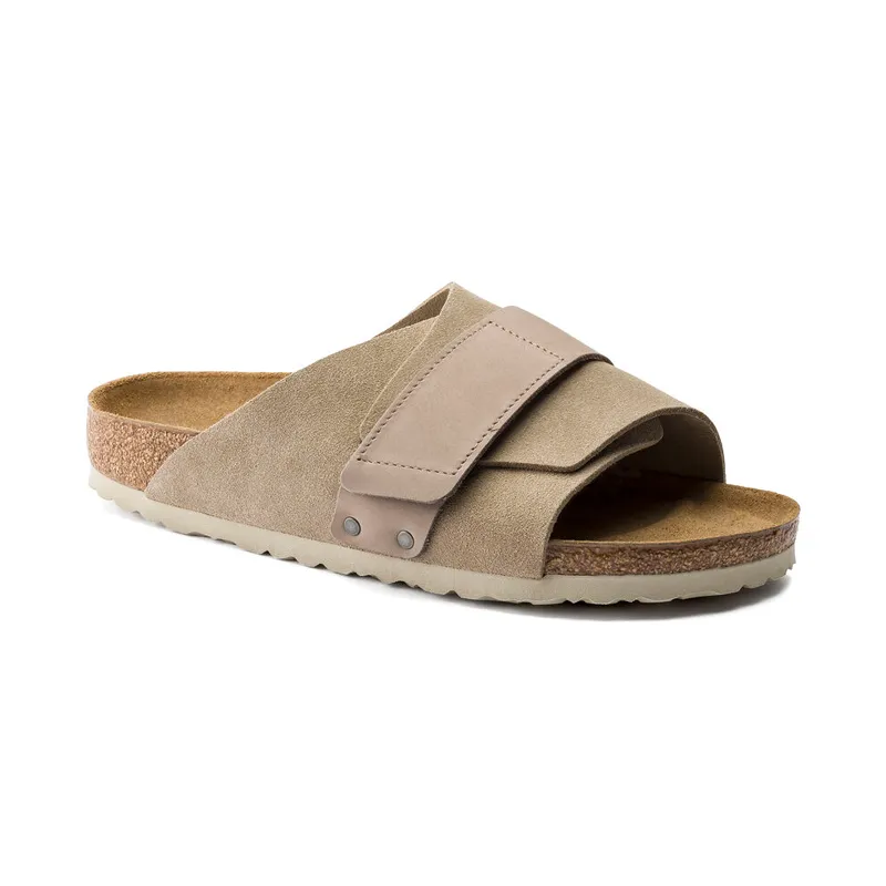 Men's Kyoto Taupe Suede Reinforced Stitching Open Front
