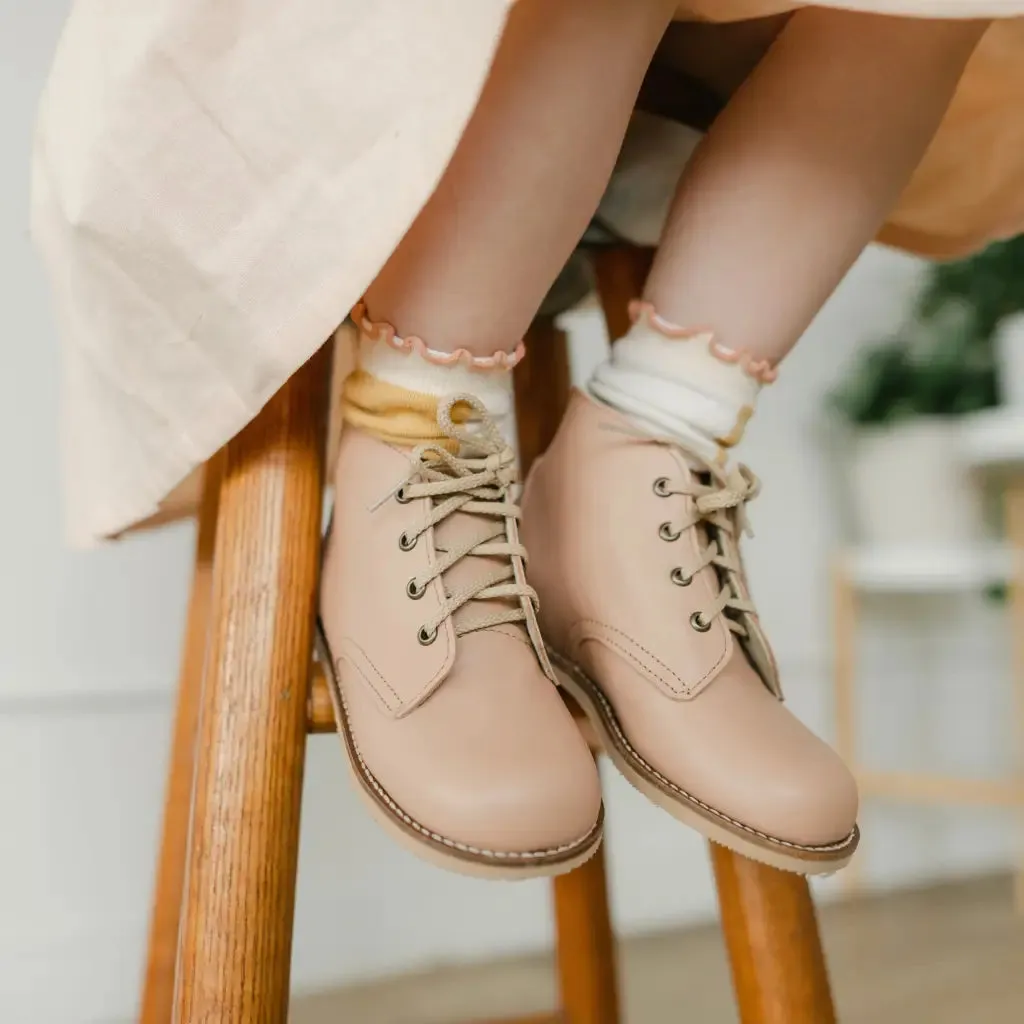 Quick Fashion Shoes Timeless Work Lace-ups Milo Boot - Pink Shell