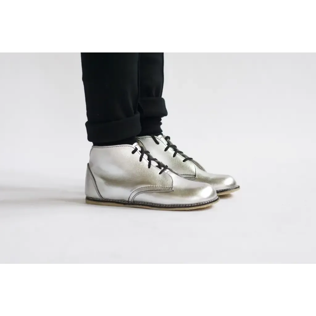 Textured Finish Office Ready International Oxfords Milo Boot - Silver (leather sole)