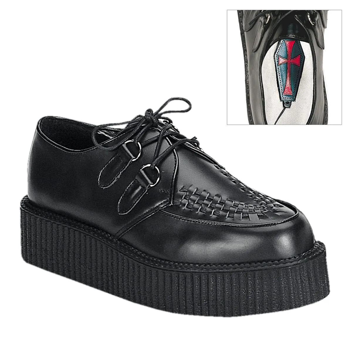 CREEPER-402 Black Leather Contemporary Look