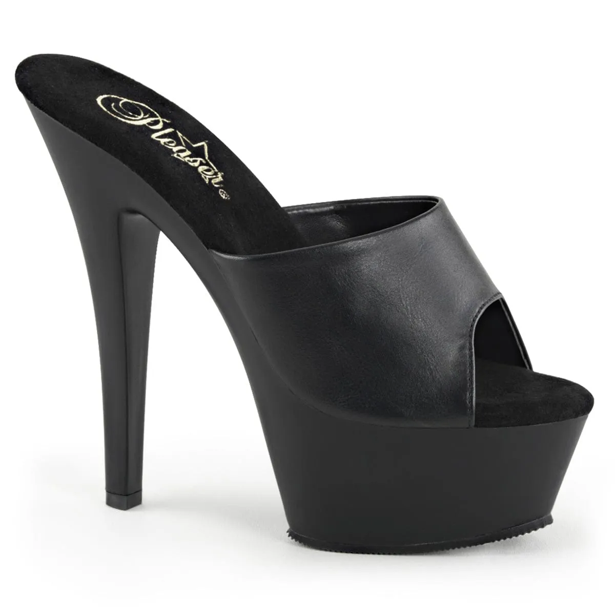 KISS-201 Black Faux Leather/Black Matte Heel