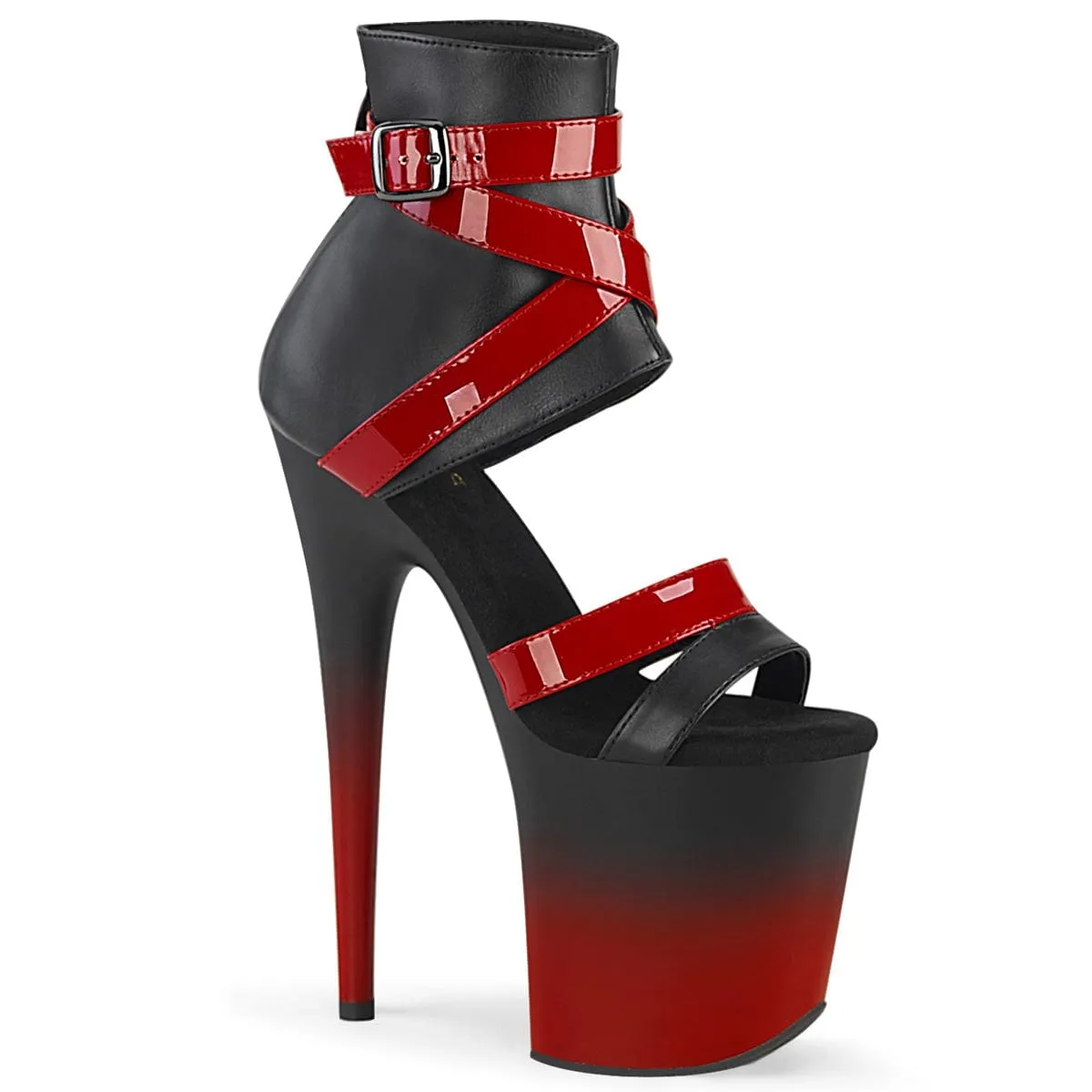 FLAMINGO-800-15 Black Faux Leather-Red Patent/Black-Red Matte Stylish And Functional Sleek Design