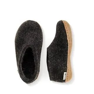 Junior Shoe with Leather Sole - Charcoal Summer Slide Style